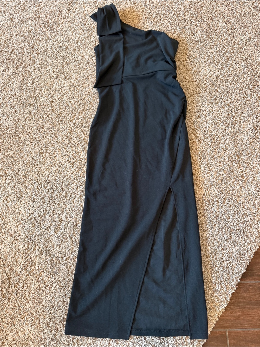 Asymmetrical One-Shoulder Black Dress
